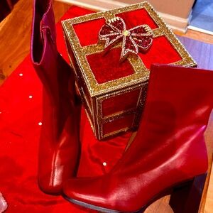 Women’s red leather boots
